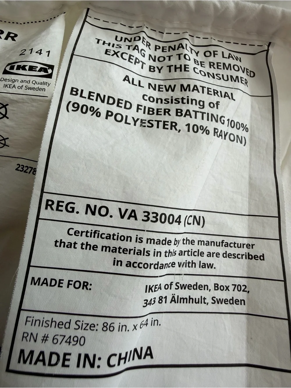 IKEA Lightweight Duvet Insert. Twin.